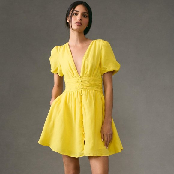 The Katerina Button-Front Mini Dress by Anthropologie - Picture 2 of 8